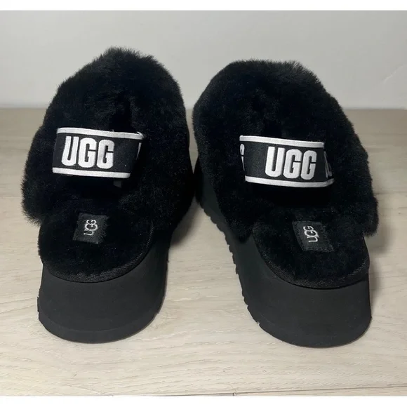 UGG Funkette Women’s Black Fluff Platform Shoes SZ 9 - Picture 7 of 9